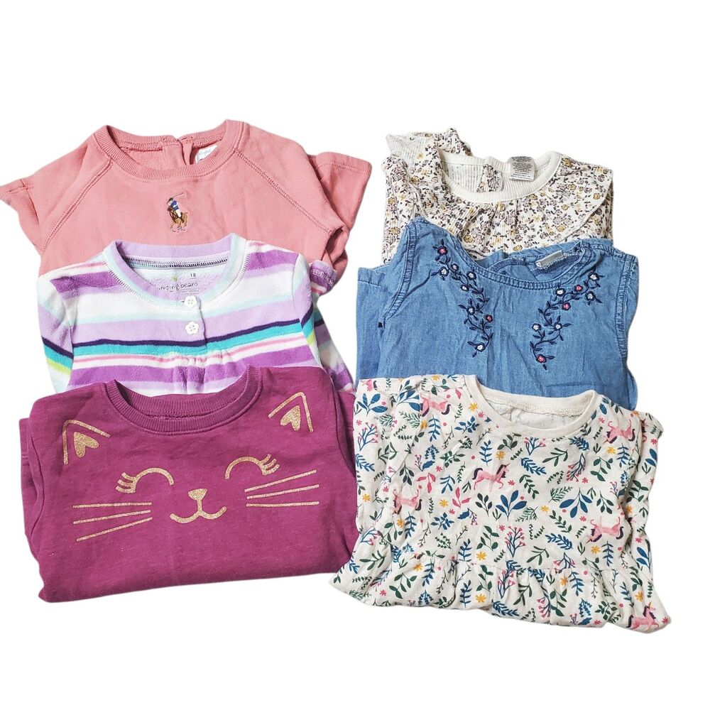 Infant Toddler Girl 18m 6 Piece Sweatshirt & Dress Fall Winter Clothing Bundle